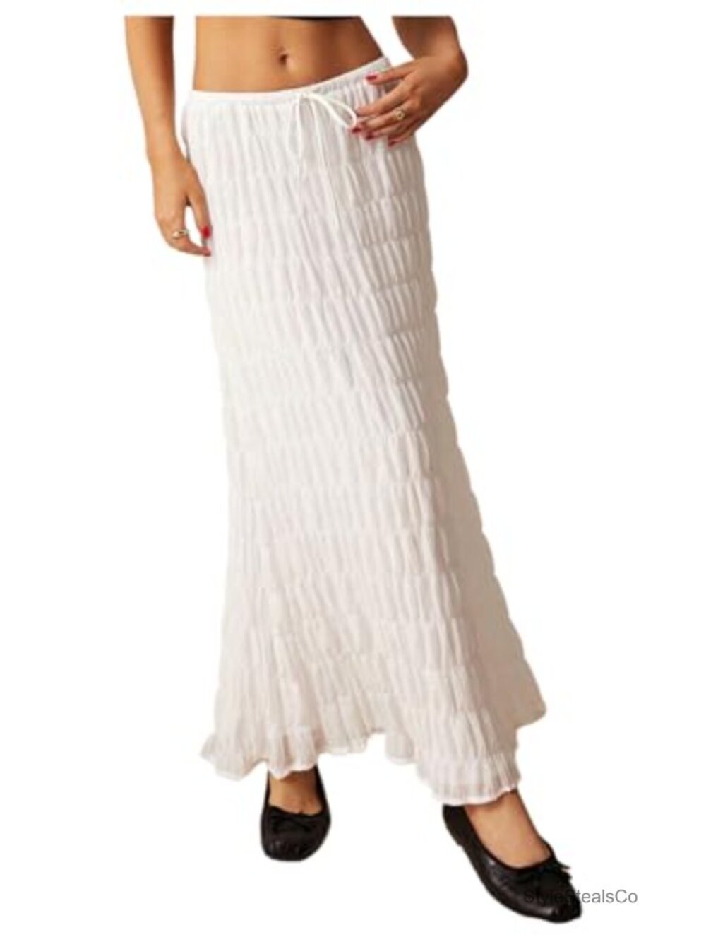 Verdusa Women's Maxi Skirt Shirred Ruffle Textured Pencil Skirt Boho Long Skirt